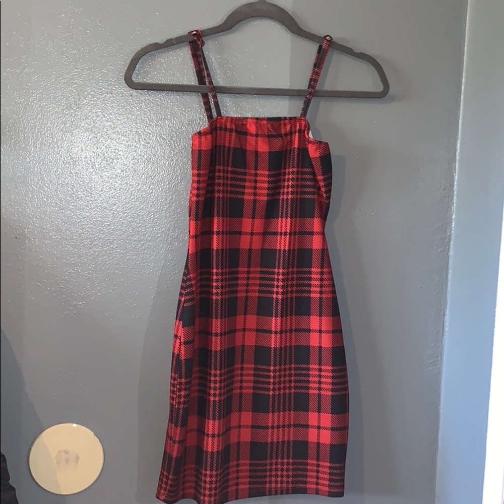 Red and black plaid dress